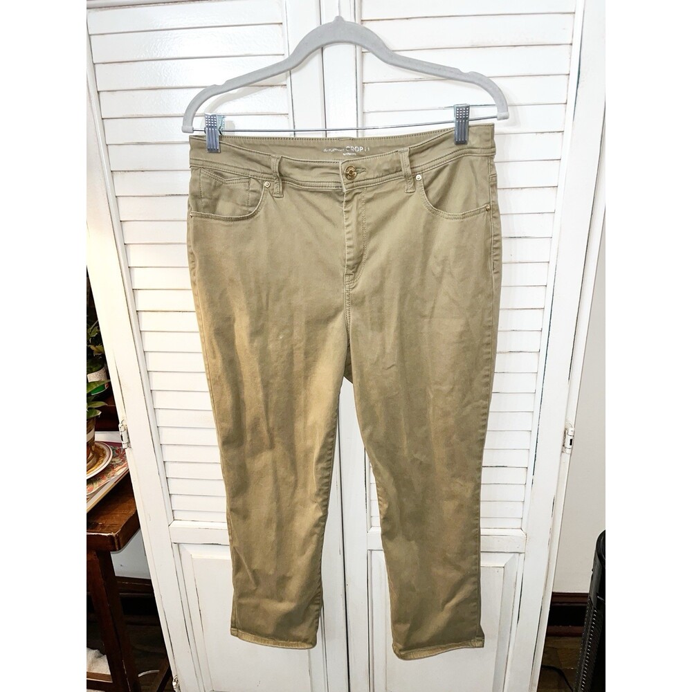 Chicos The Platinum Crop Jeans Size 1 (US 8) Khaki Stretch